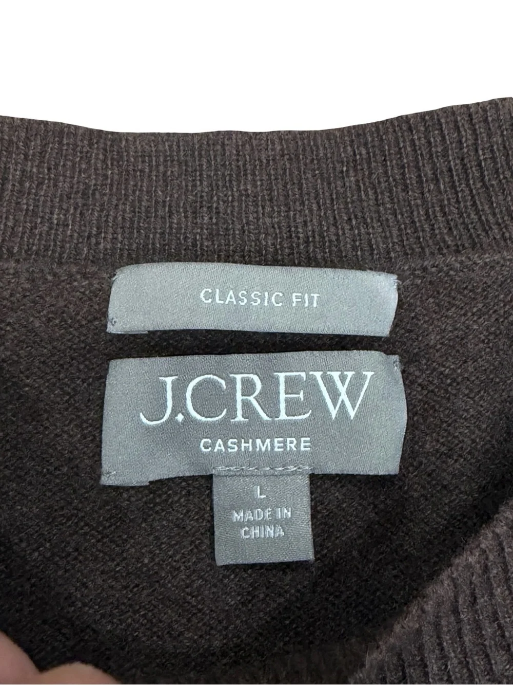 🤎 J.Crew 100% Cashmere Crewneck Sweater Women's Large Brown Luxury Knit
